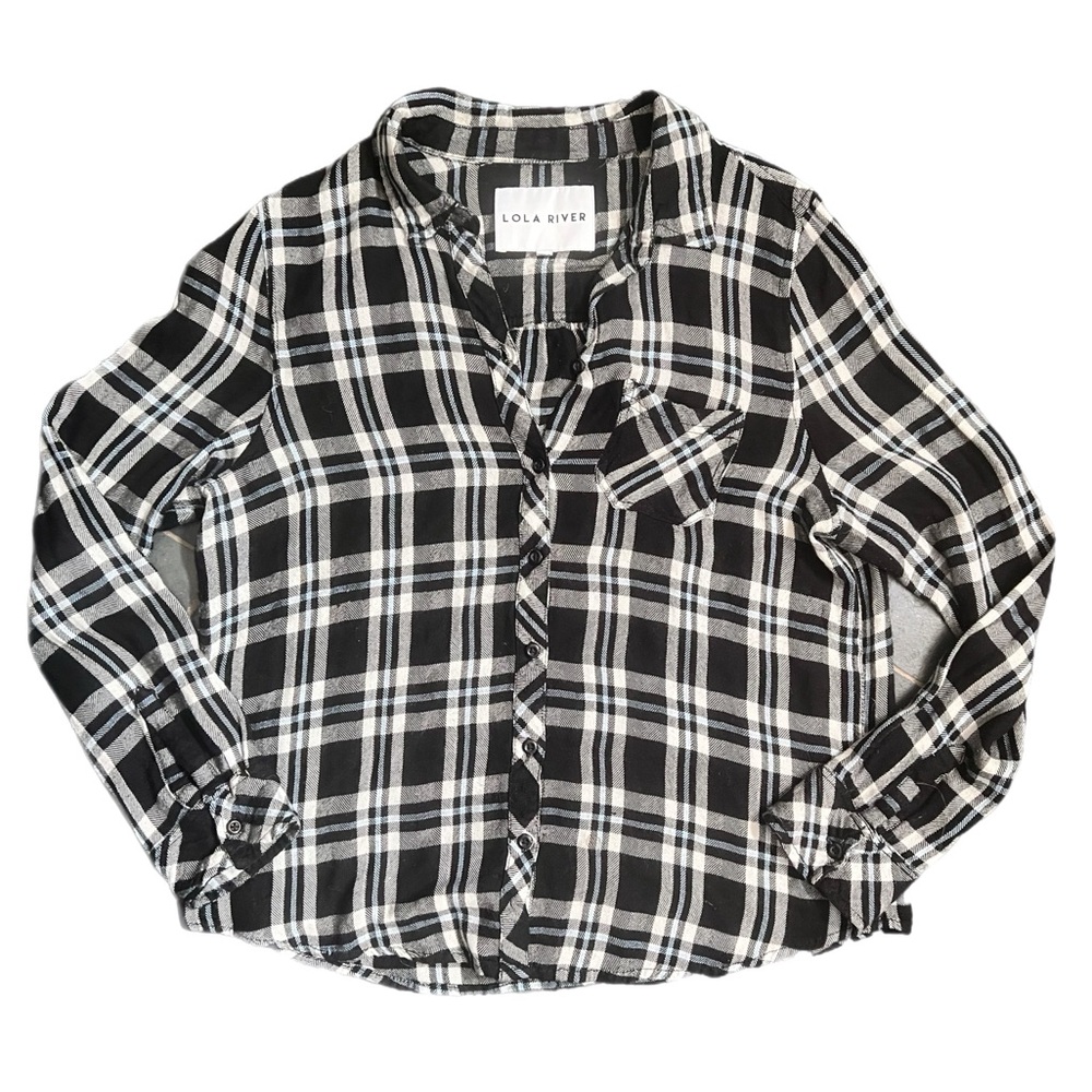 Lola River plaid flannel button down shirt size large